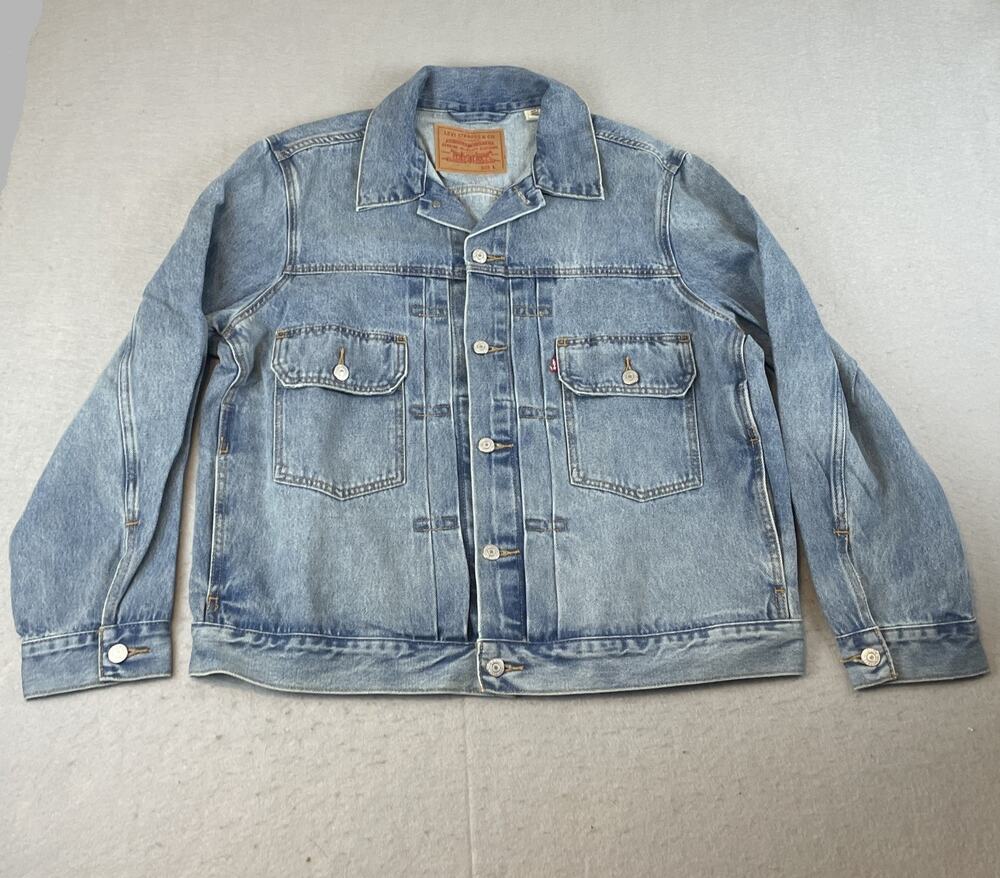 Vintage Style Levi's Trucker Mens Sz L Denim Blue Jean Jacket Coat